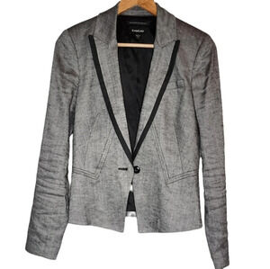 Bebe Linen Blend Black Grey Blazer Jacket Size 8